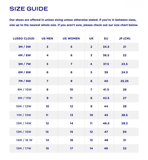 Product size guide