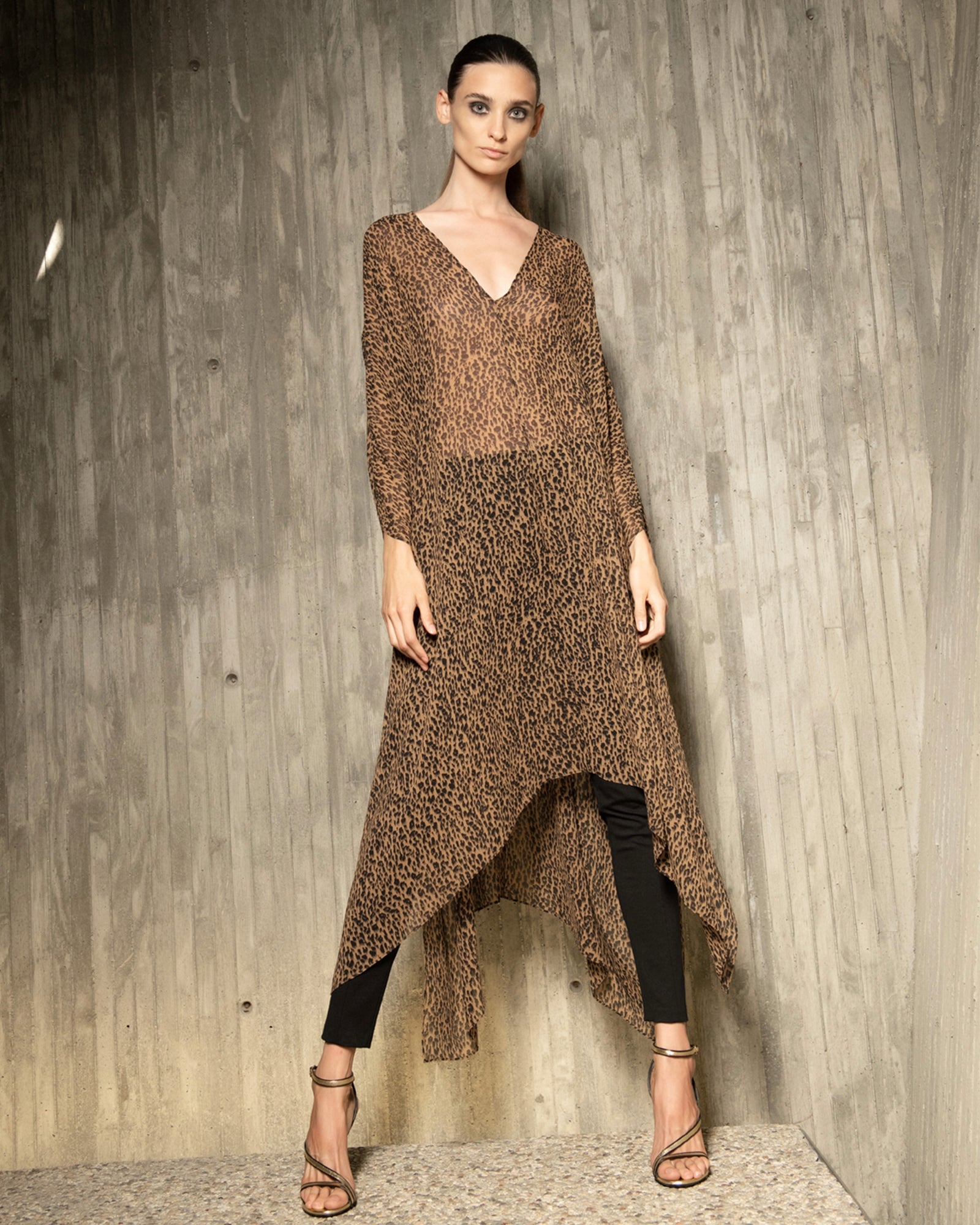 Halston | Reyna Leopard Kaftan | Caramel Leopard Print