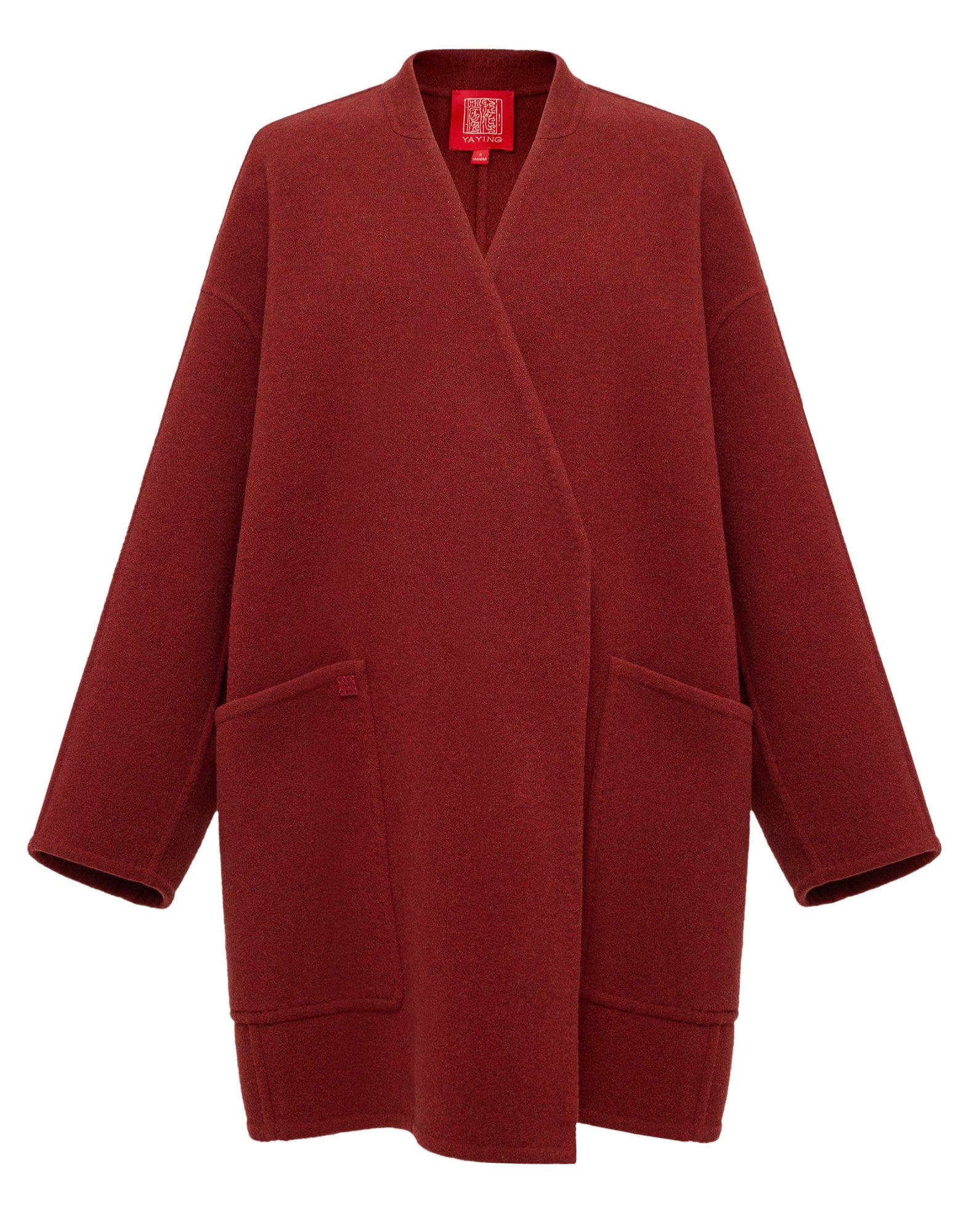 Wool-Blend Long Cardigan | Deep Red
