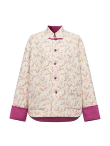 Floral-Print Quilted Jacket | Beige