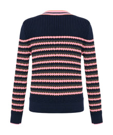 Striped Knit Cardigan | Pink
