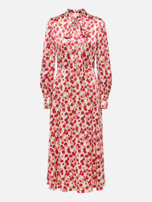 Silk Waist-Cinching Dress | Red