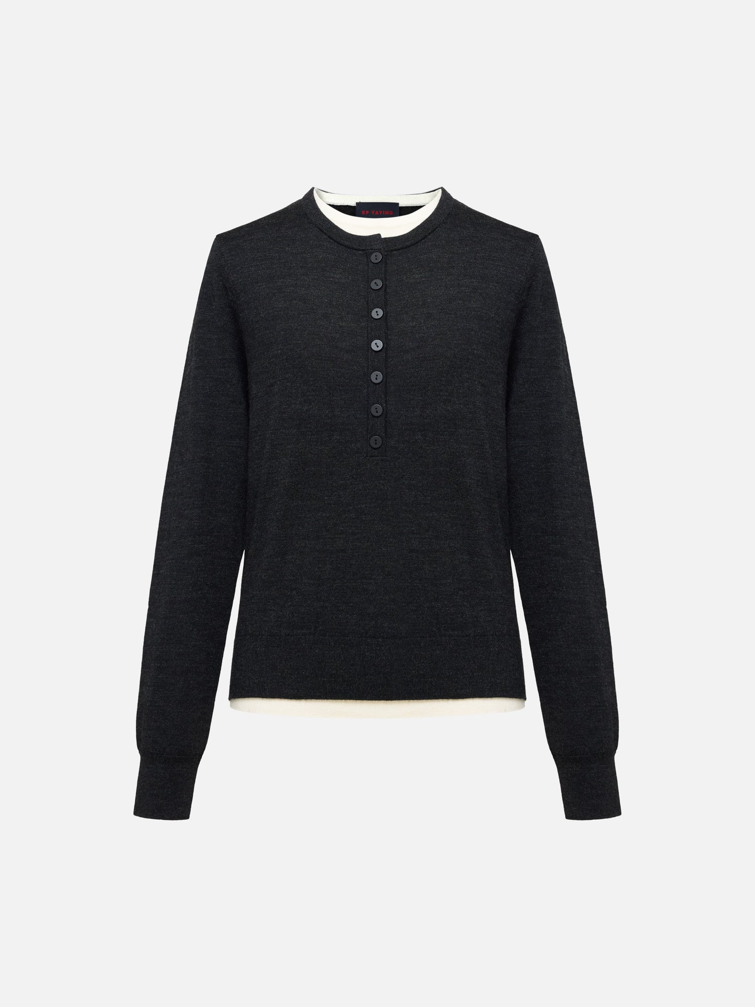 Layered Collar Two-Piece Wool Top | Grey
