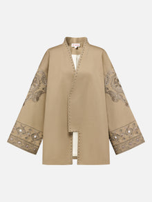 Embroidered Long Coat | Khaki
