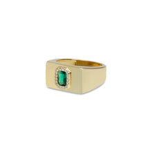 The Green Stone Square Signet Ring | 18KT Gold Vermeil