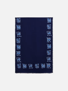 Square Shaped Jacquard Scarf | Navy