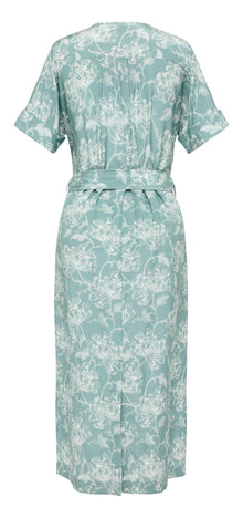 Silk Floral Midi Dress | Green/White