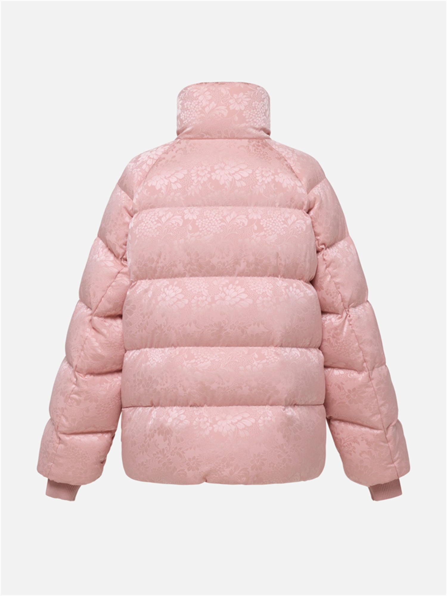 Silk Jacquard Down Coat | Pink