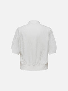 Mulberry Silk V-Neck Jacquard Jacket | White