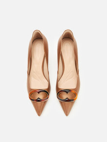 Lucky Knot High-Heeled Flats | Brown
