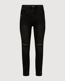 Distressed Straight Leg Jean | Dark Grey Wash