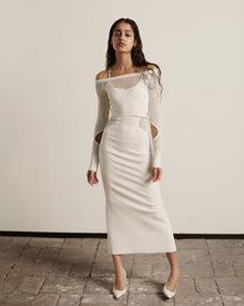 Mixed Pointelle Strappy Gown | Alabaster