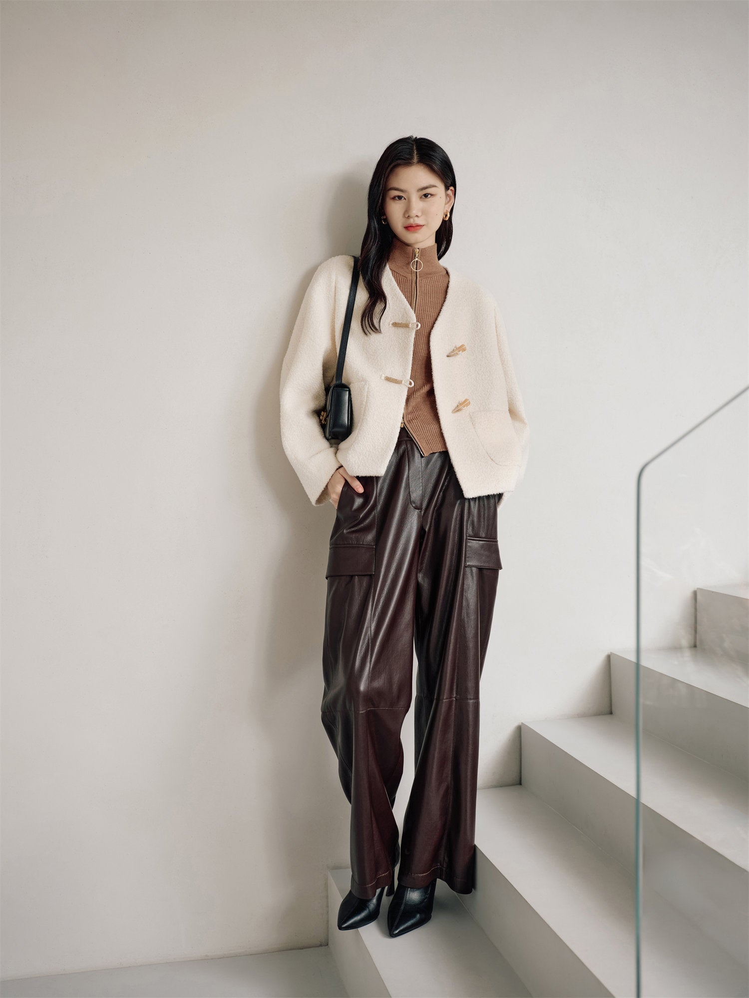 Leather Cargo Pants | Dark Brown