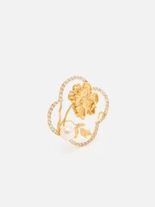 Peony Pearl Brooch | Copper/Zircon/Fresh Water Pearls