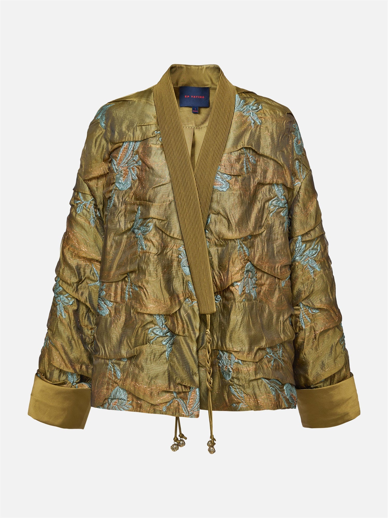Chinese Style Gold Thread Jacquard Front-Closure Jacket | Green