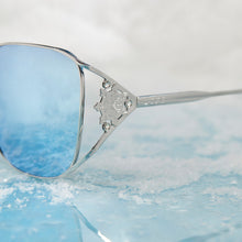 Womens | Elsa Sunglasses | Cool Silver Gloss Metal | Ice Blue Polarized Lenses