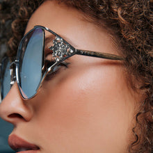 Womens | Elsa Sunglasses | Cool Silver Gloss Metal | Ice Blue Polarized Lenses