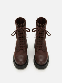Knitted Chunky Heel Martin Boots | Brown