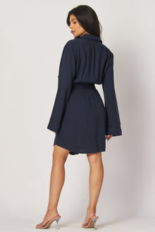 Mini Shirt Dress W/ Smocked Back - Endless Sea