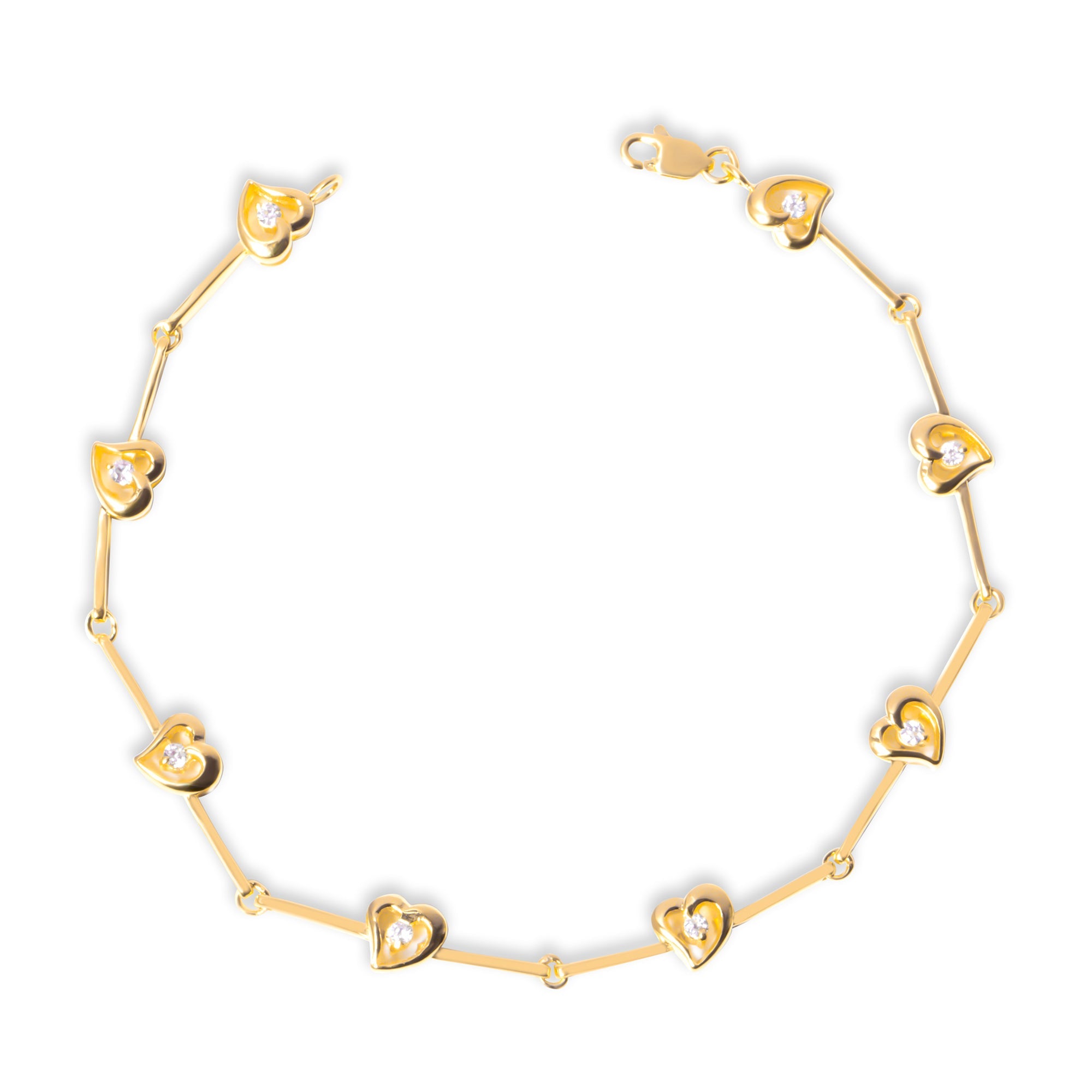 The Kaia Heart Stone Link Bracelet | Sterling Silver