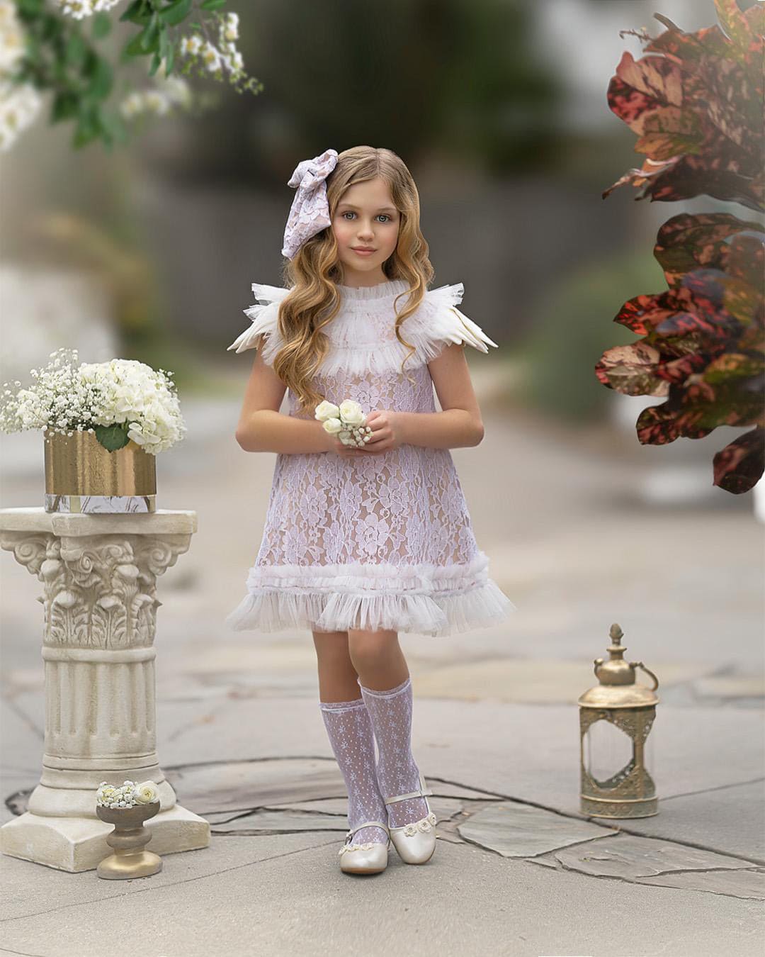 Baby Girls | Dove Lace Overlay Dress | Beige