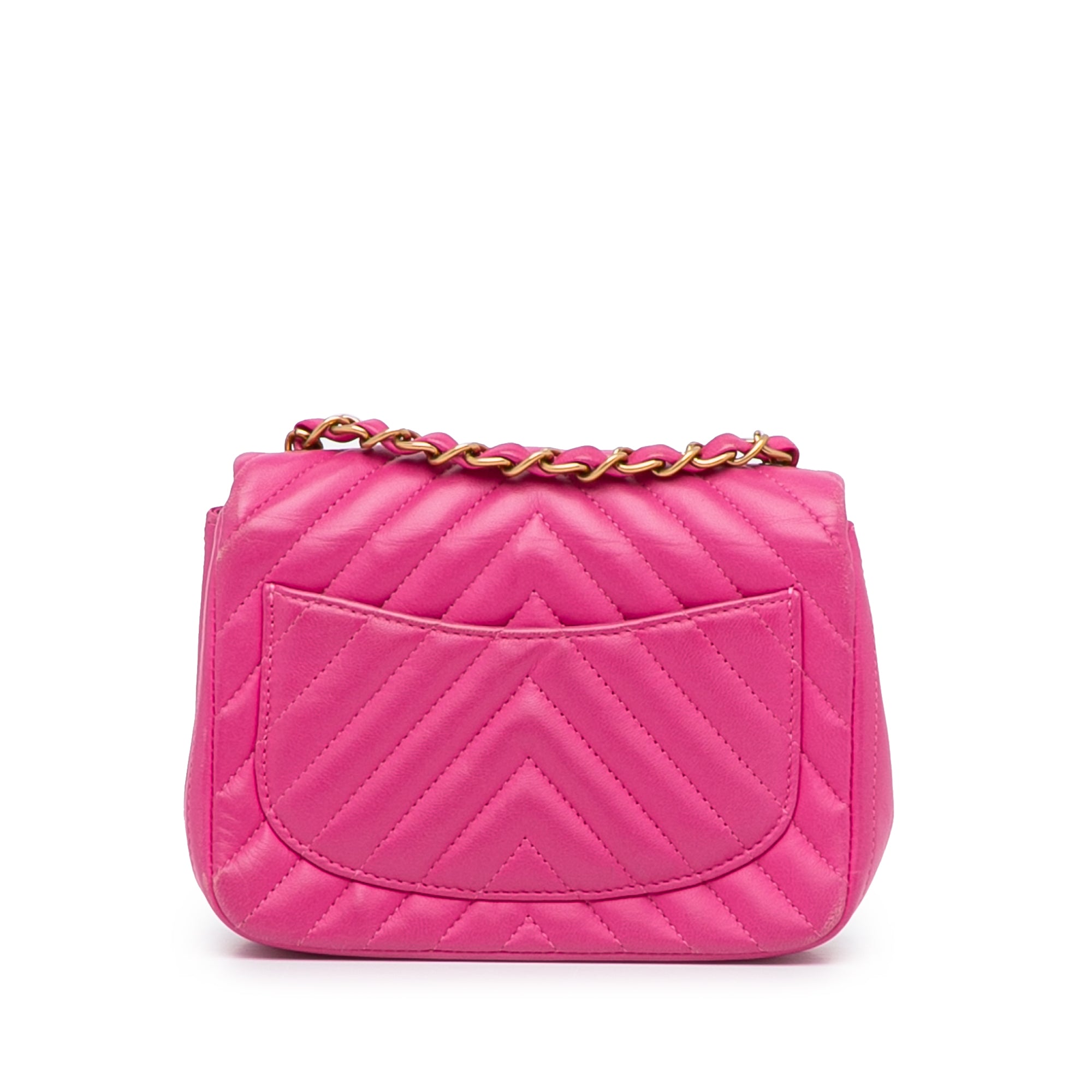 Chanel Pre-Owned Mini Square Classic Chevron Lambskin Flap | Women | Pink