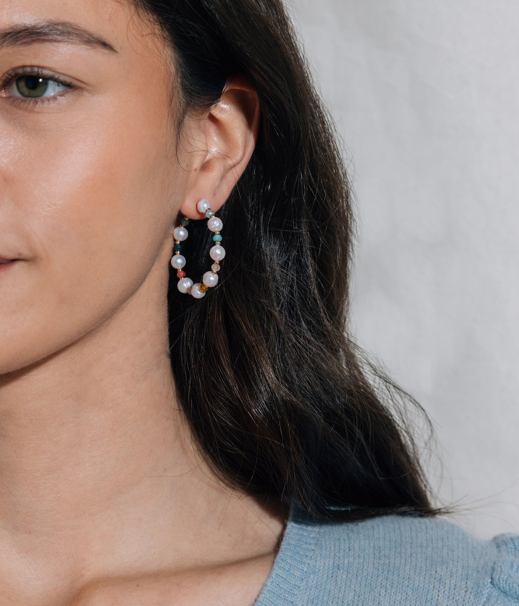 Islaine Freshwater Pearl Hoop Earrings - Loren Hope