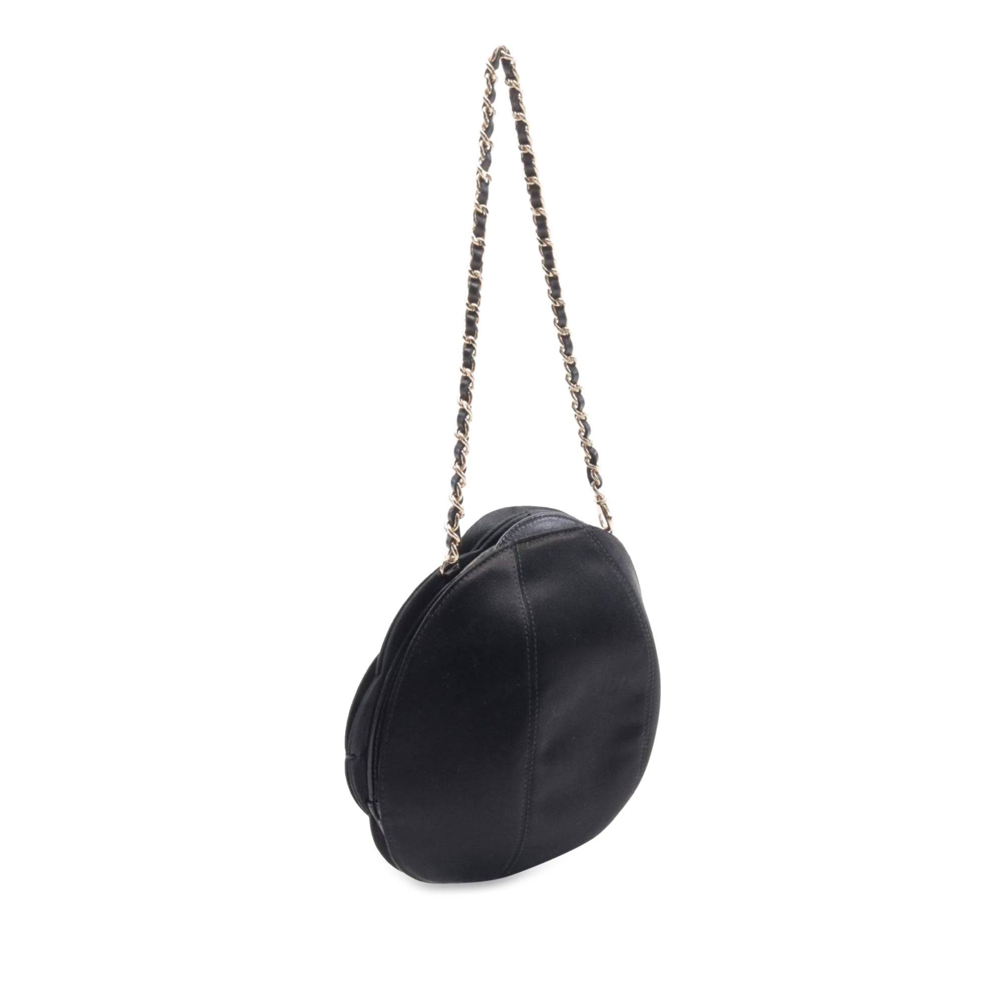 Chanel | Pre-Owned Lambskin and Satin Camellia Flower Evening Bag | Black