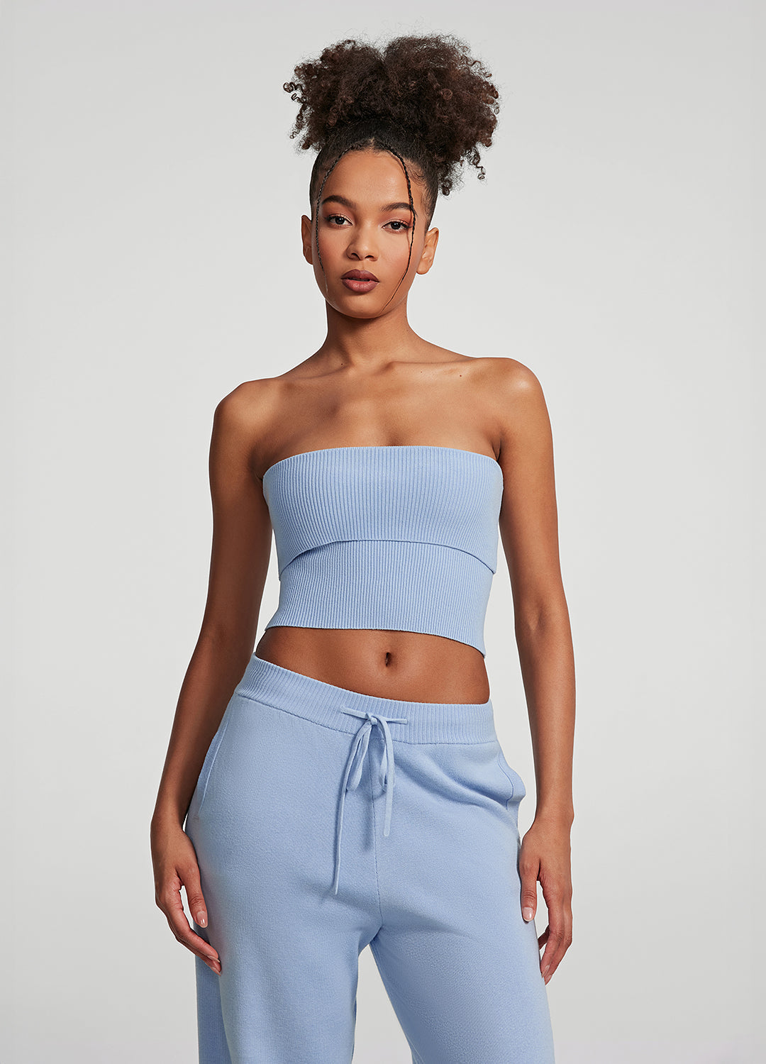 Chunky Knit Crop Top | Sky Blue