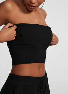 Chunky Knit Crop Top | Black