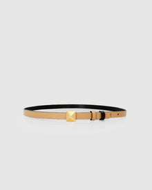 Women | Cleopatra Pyramid Stud Leather Belt | Tan/Black