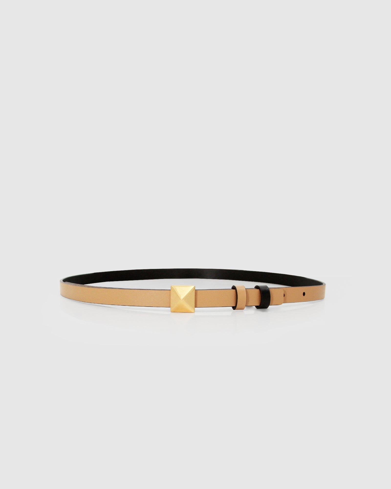 Women | Cleopatra Pyramid Stud Leather Belt | Tan/Black