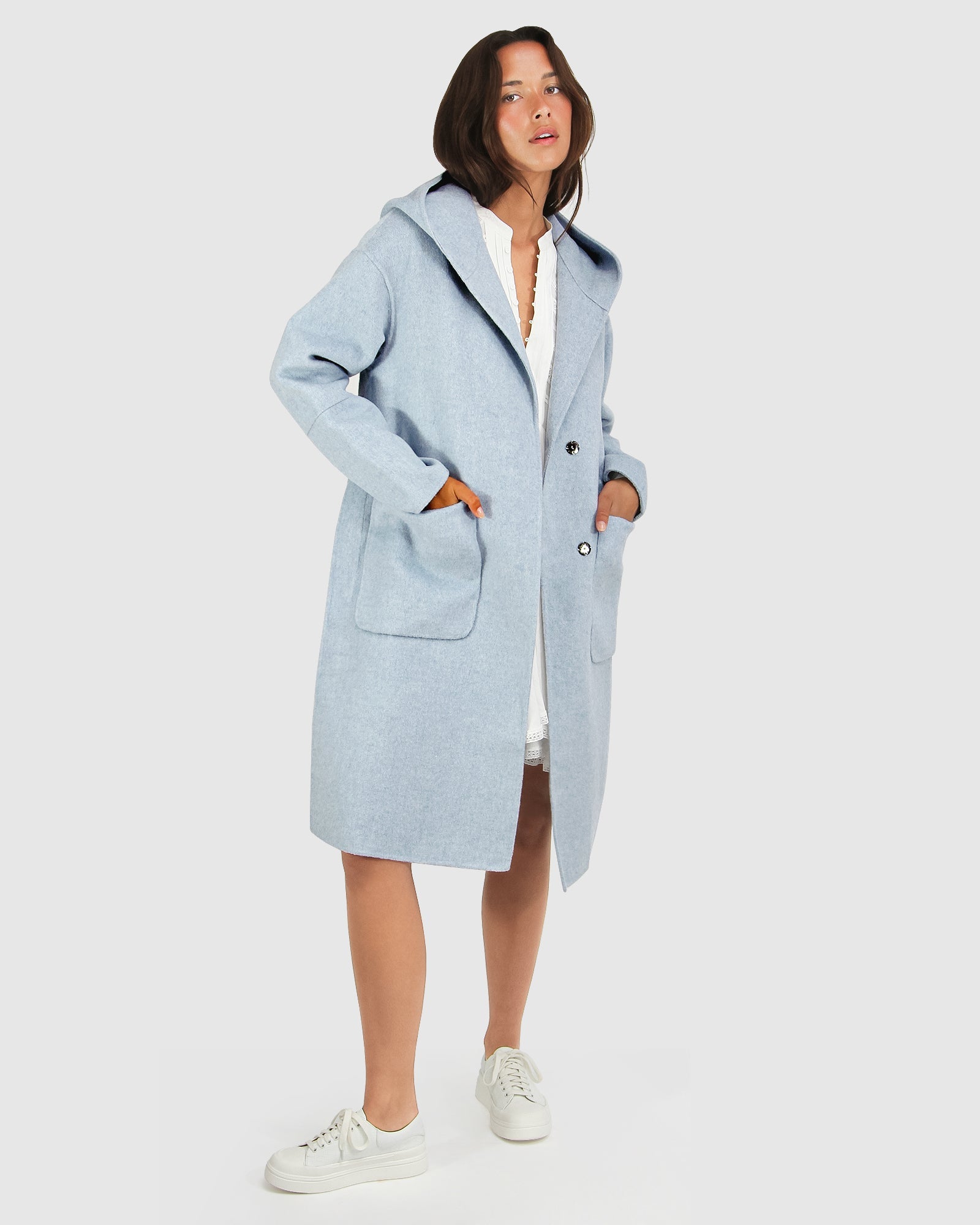 Walk This Way Wool Blend Oversized Coat | Women | Light Blue