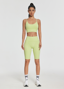 High-Waisted Performance Biker Shorts | Cool Matcha