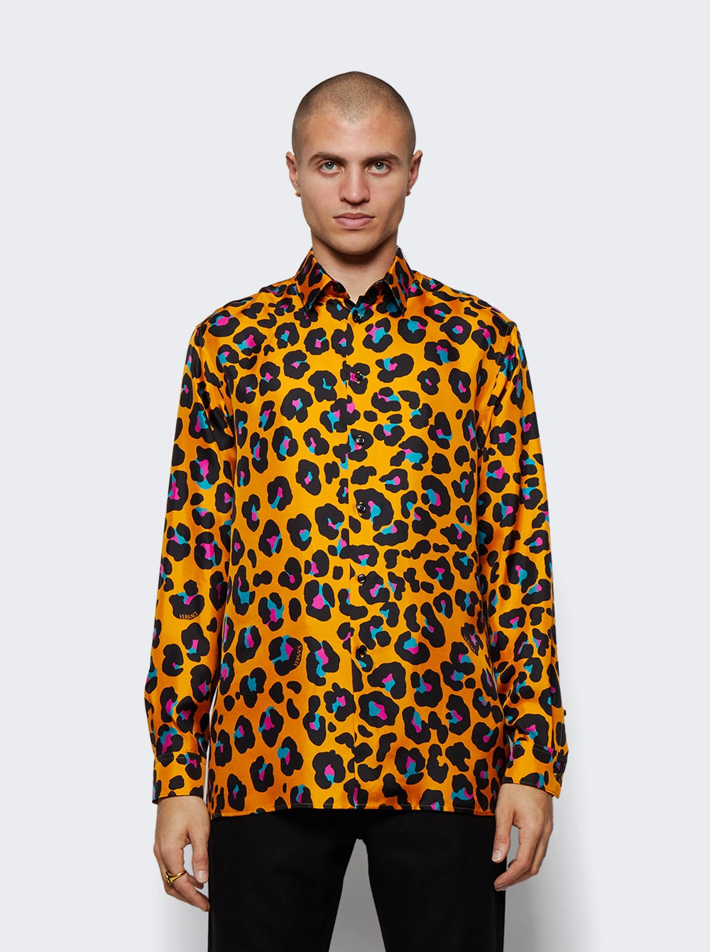 Men | Versace | Leopard Print Shirt | Orange
