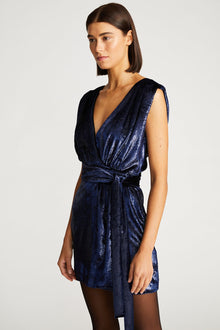 Halston | Lennox Dress In Velvet | Navy