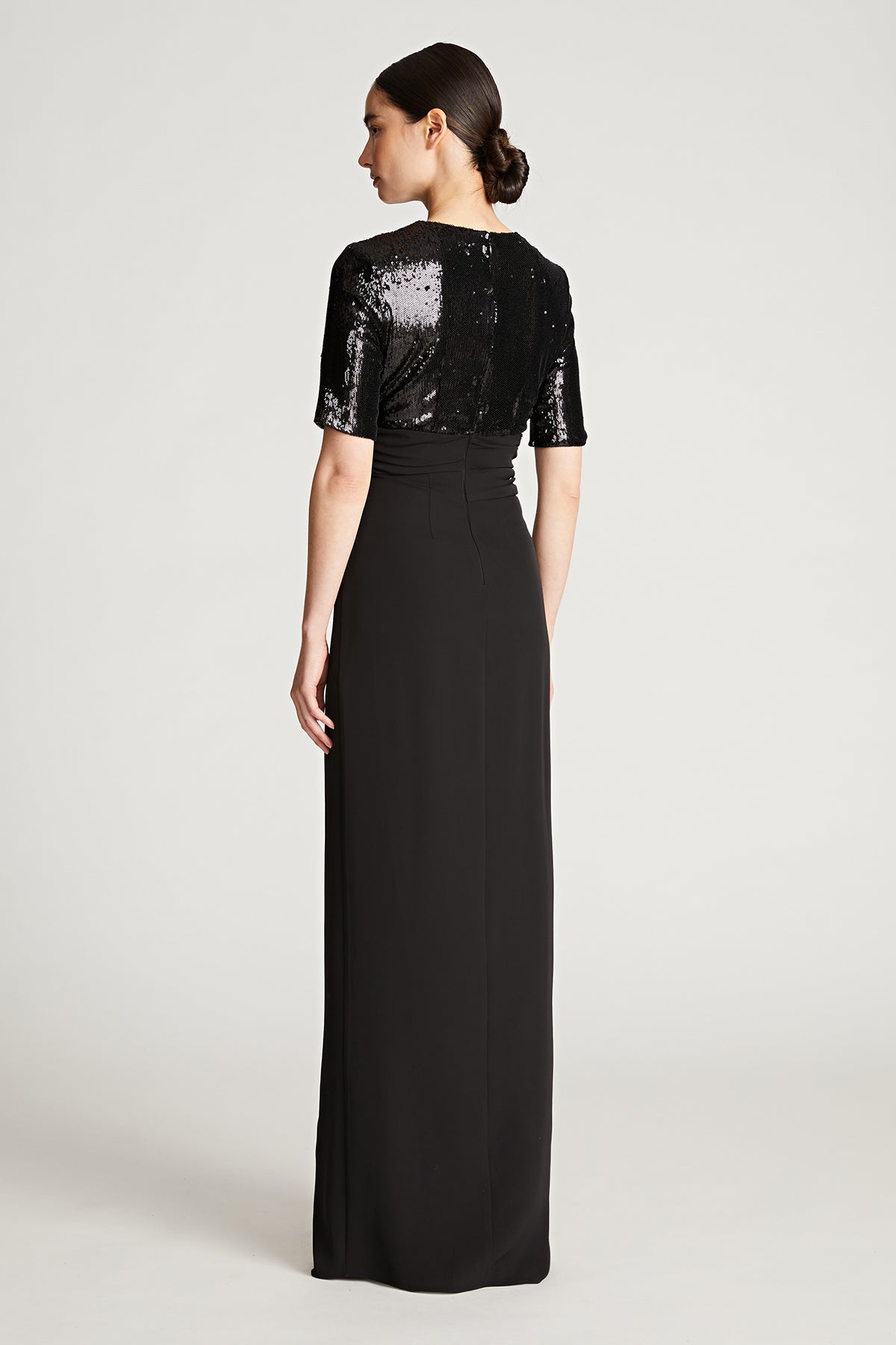 Halston | Keagan Gown In Sequin & Crepe | Black