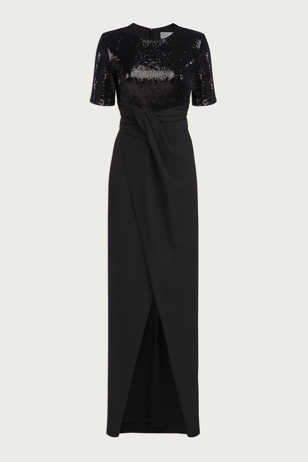 Halston | Keagan Gown In Sequin & Crepe | Black