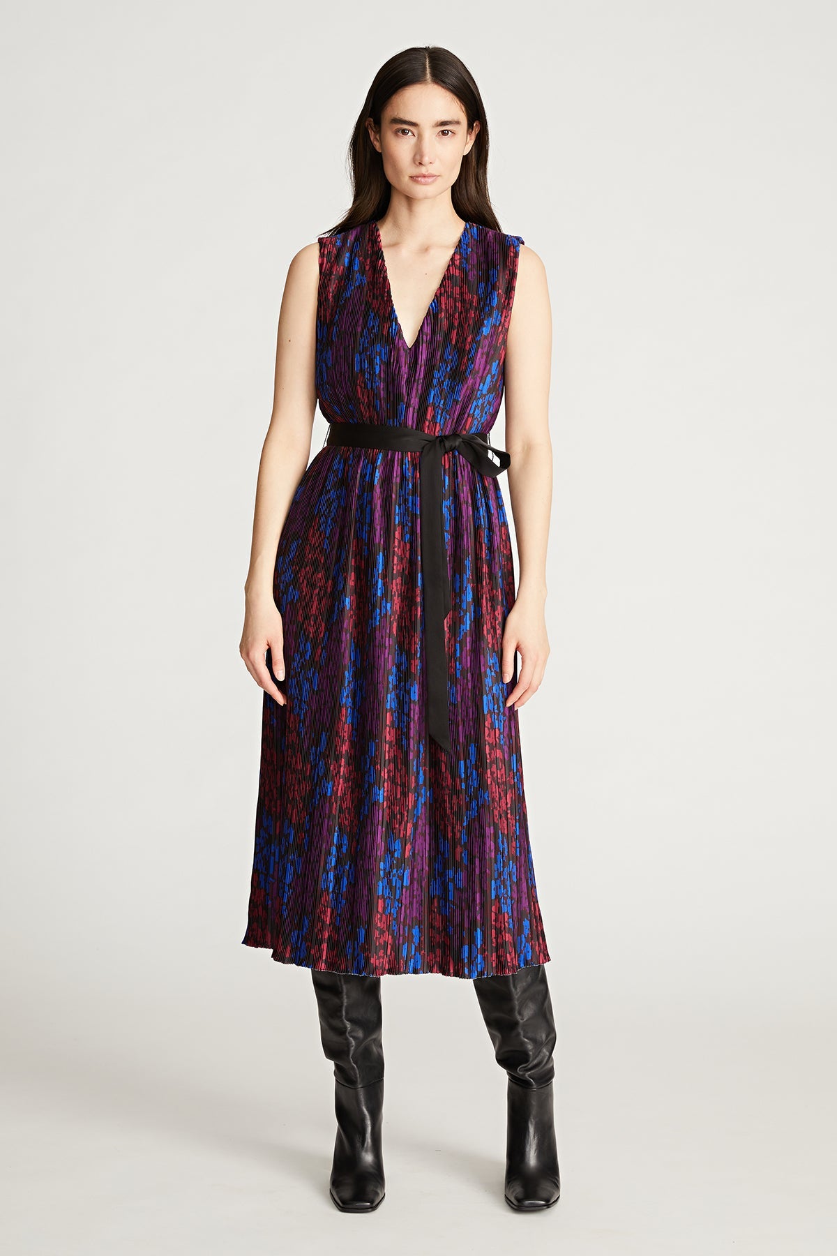Halston | Kieran Dress In Printed Pleat | Multi Floral Print
