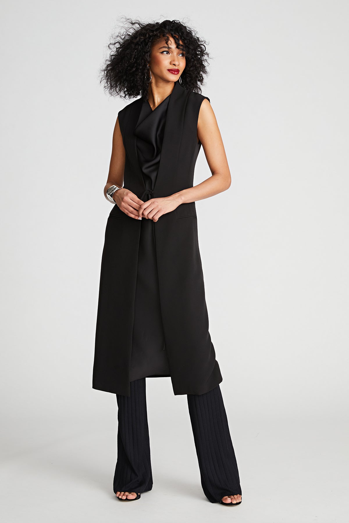 Halston | Jacklyn Dress In Crepe & Satin | Black