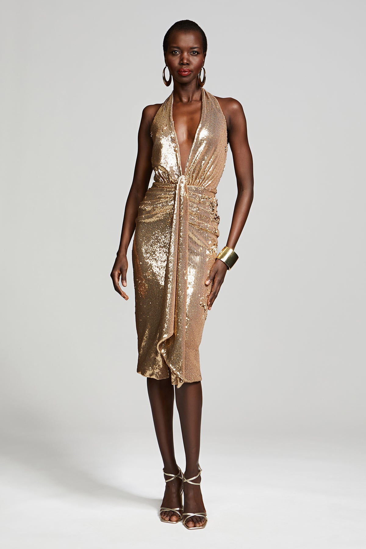 Halston | Sya Dress In Sequin | Light Gold