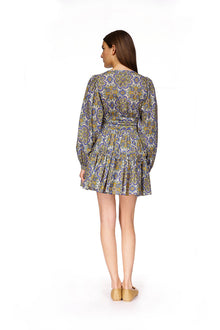 Harper Dress | Scarf Medallion Blue