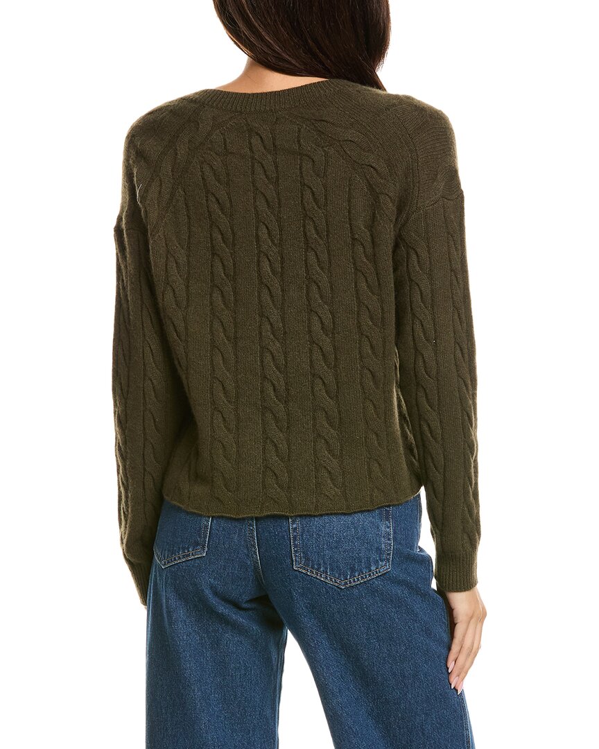 The Cashmere Project | Womens | Cropped Cable V Neck Sweater | Green