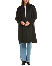 Vince | Womens | Collarless Wool-Blend Coat | Black