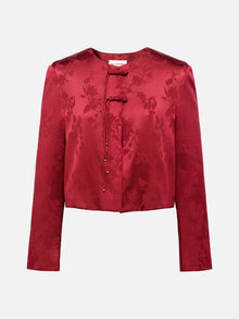 Satin Chinese-style Jacket | Wine Red