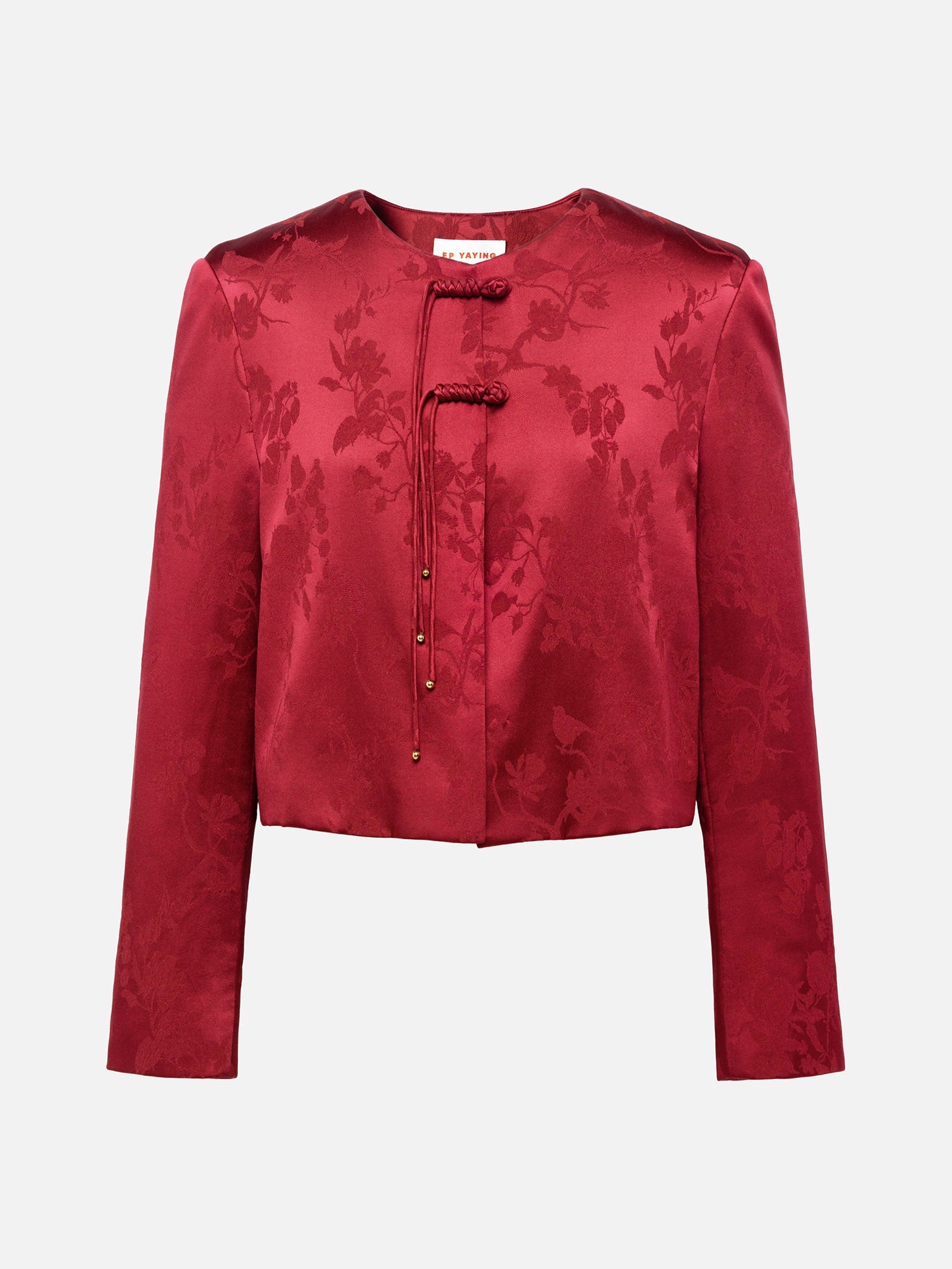 Satin Chinese-style Jacket | Wine Red