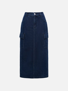 Straight Denim Skirt | Navy