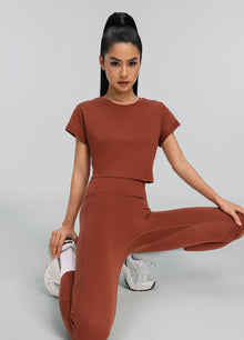 Cropped Cotton T-Shirt | Rust Brown