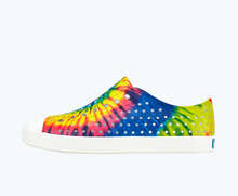 Side view of a Native Shoes Adults Jefferson Print | Shell White/ Shell White/ Neon Multi Tie Dye Footwear