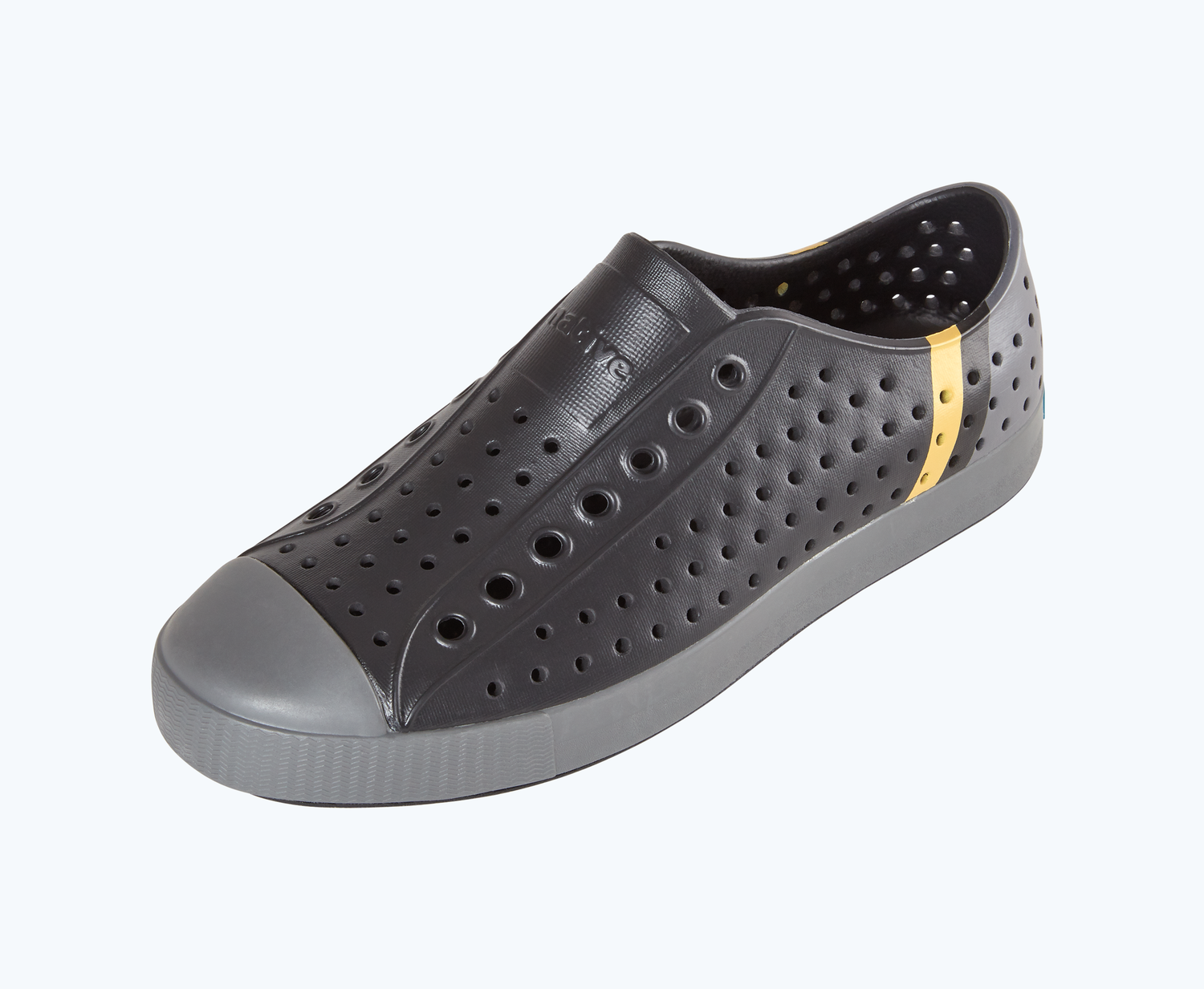 Angled view of a Native Shoes Jefferson Block | Jiffy Black/ Dublin Grey/ Dublin Wheat Block Footwear